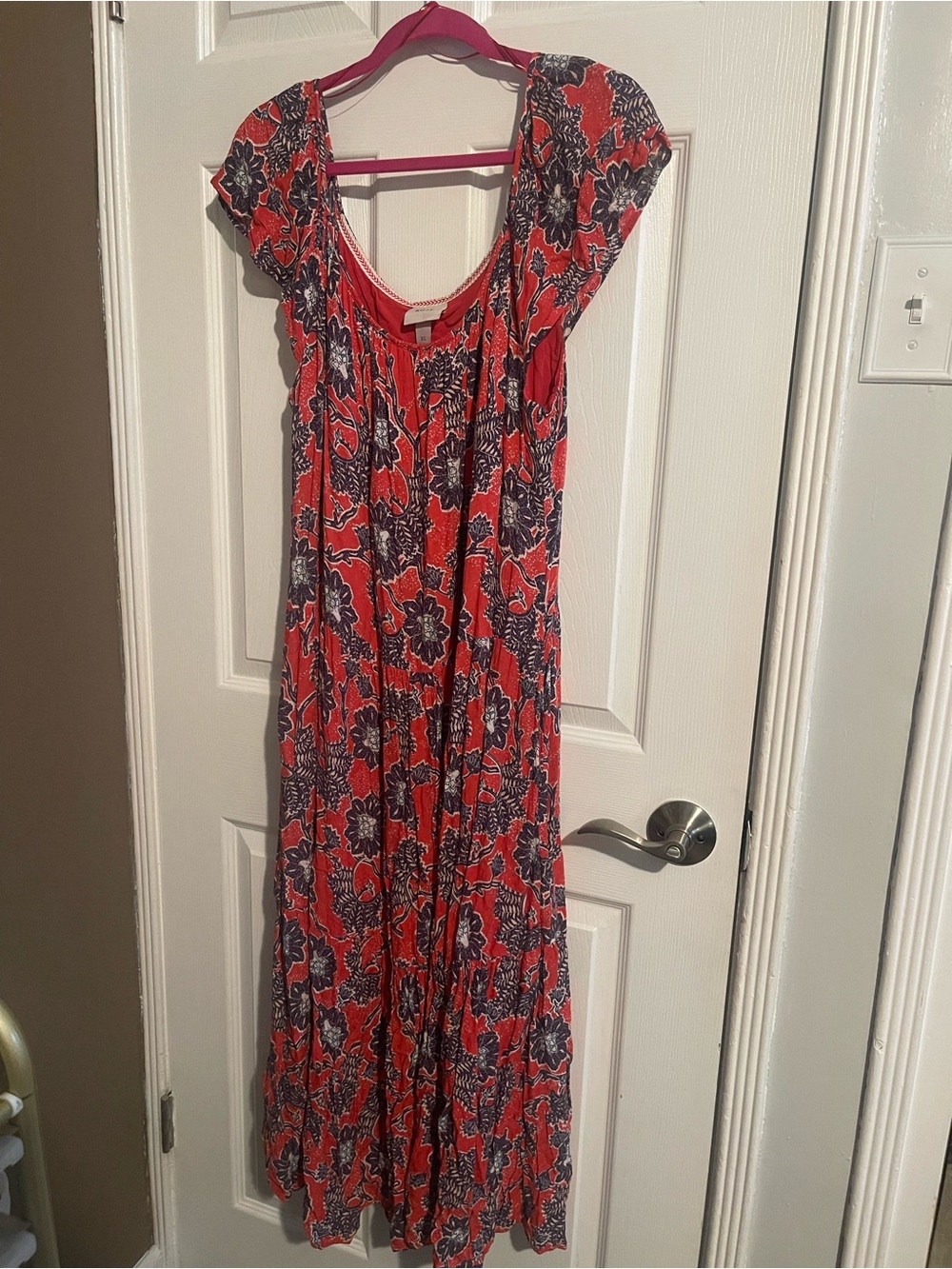 Knox Rose Coral Red and Navy Floral Maxi Dress